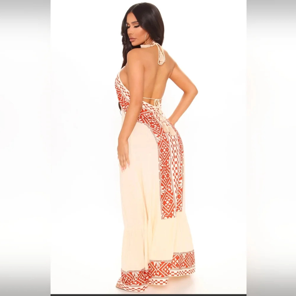 NWT Hayleigh Boho Halter Maxi Dress Large - Picture 3 of 7